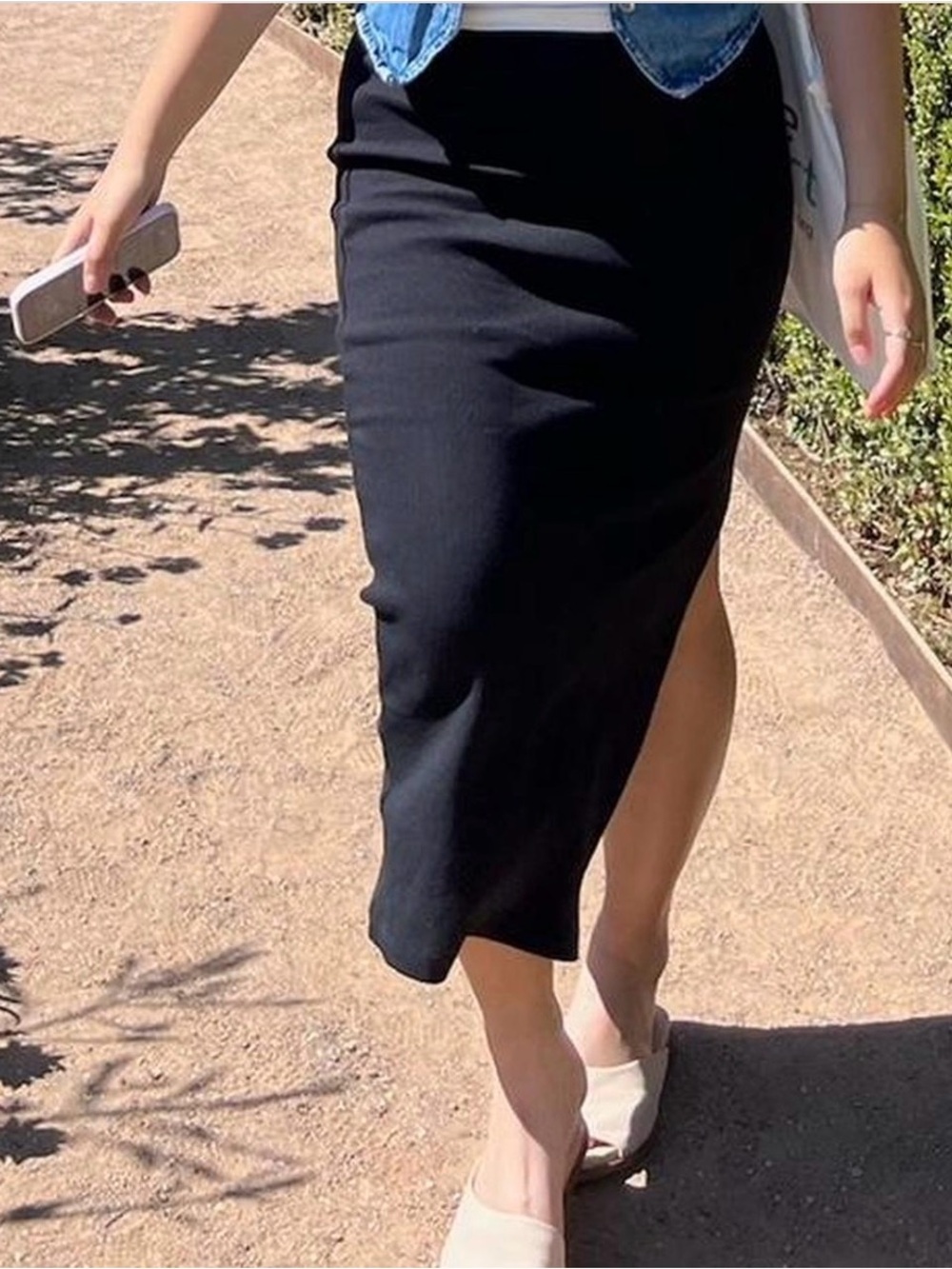 Princess Polly Black Midi Pencil Skirt with Side Slit